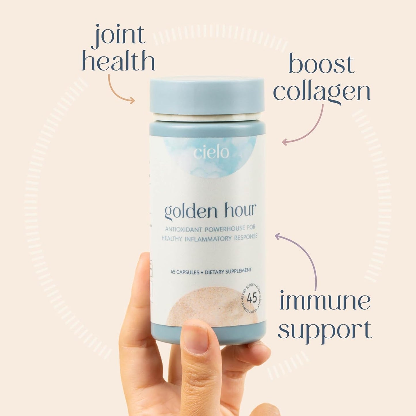 Golden Hour Antioxidant Supplement - Boost Immune System with Nutritional Blend for Women & Men - 45 Day Supply