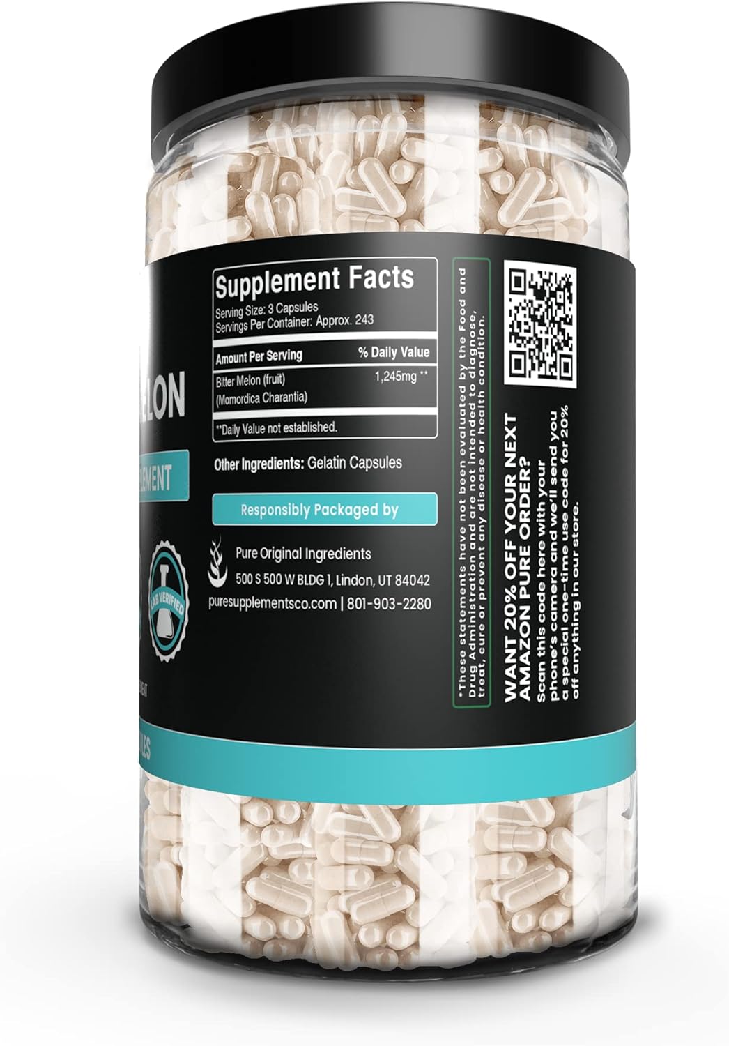 Goldenseal Berberine & Bitter Melon Capsules Bundle, 730 Capsules, Pure Ingredients, No Magnesium or Rice Fillers