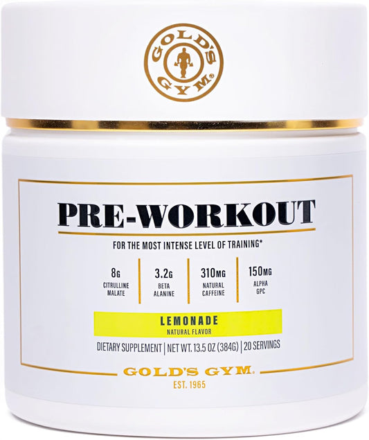 Gold's Gym Nutrition Lemonade Pre-Workout Powder | Vegan, Keto-Friendly with Green Coffee Bean Caffeine - BoostGo Australia