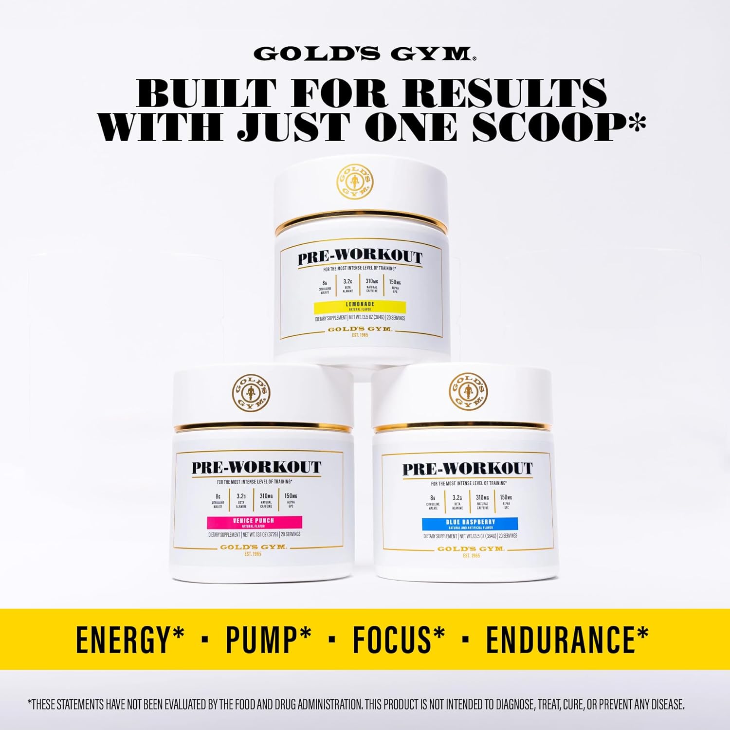 Gold's Gym Nutrition Lemonade Pre-Workout Powder | Vegan, Keto-Friendly with Green Coffee Bean Caffeine - BoostGo Australia
