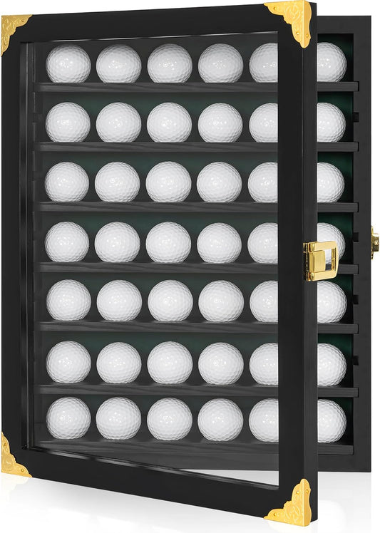 Golf Ball Display Case for 42 Golf Balls - Wall Mount or Stand - Perfect Gift for Golf Enthusiasts