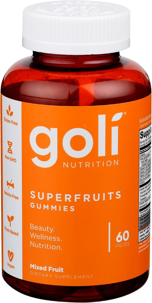 Goli Nutrition Mixed Fruit Superfruits Gummies - 60 Count - Chewable Dietary Supplement