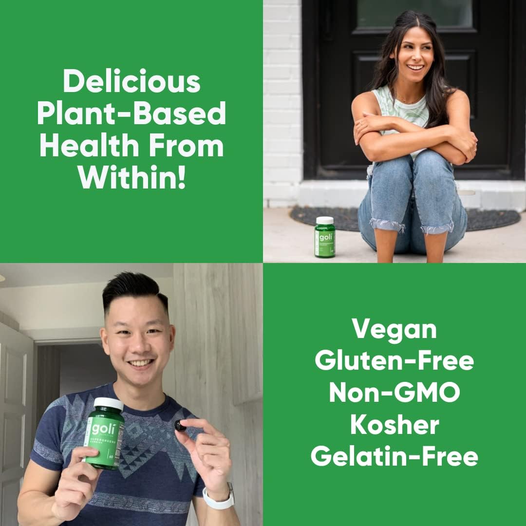 Goli SuperGreen Vitamin Gummy 180 Count Pack of 3 - Plant-Based Vegan Vitamins & Minerals - Gluten-Free Gelatin Free Health Supplement