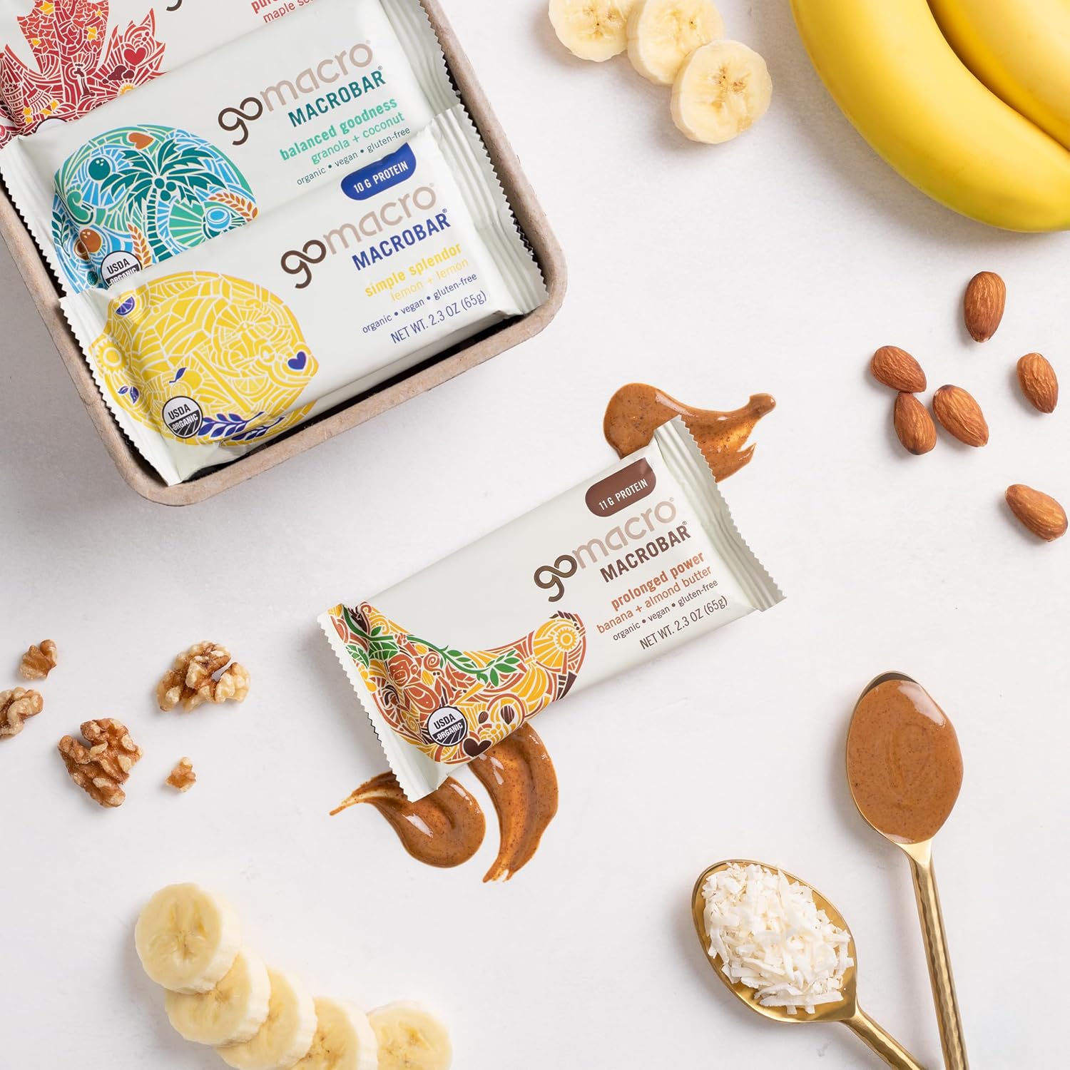 GoMacro MacroBar Organic Vegan Protein Bars - Breakfast Variety Pack, 12 Bars, 2.0-2.3 oz