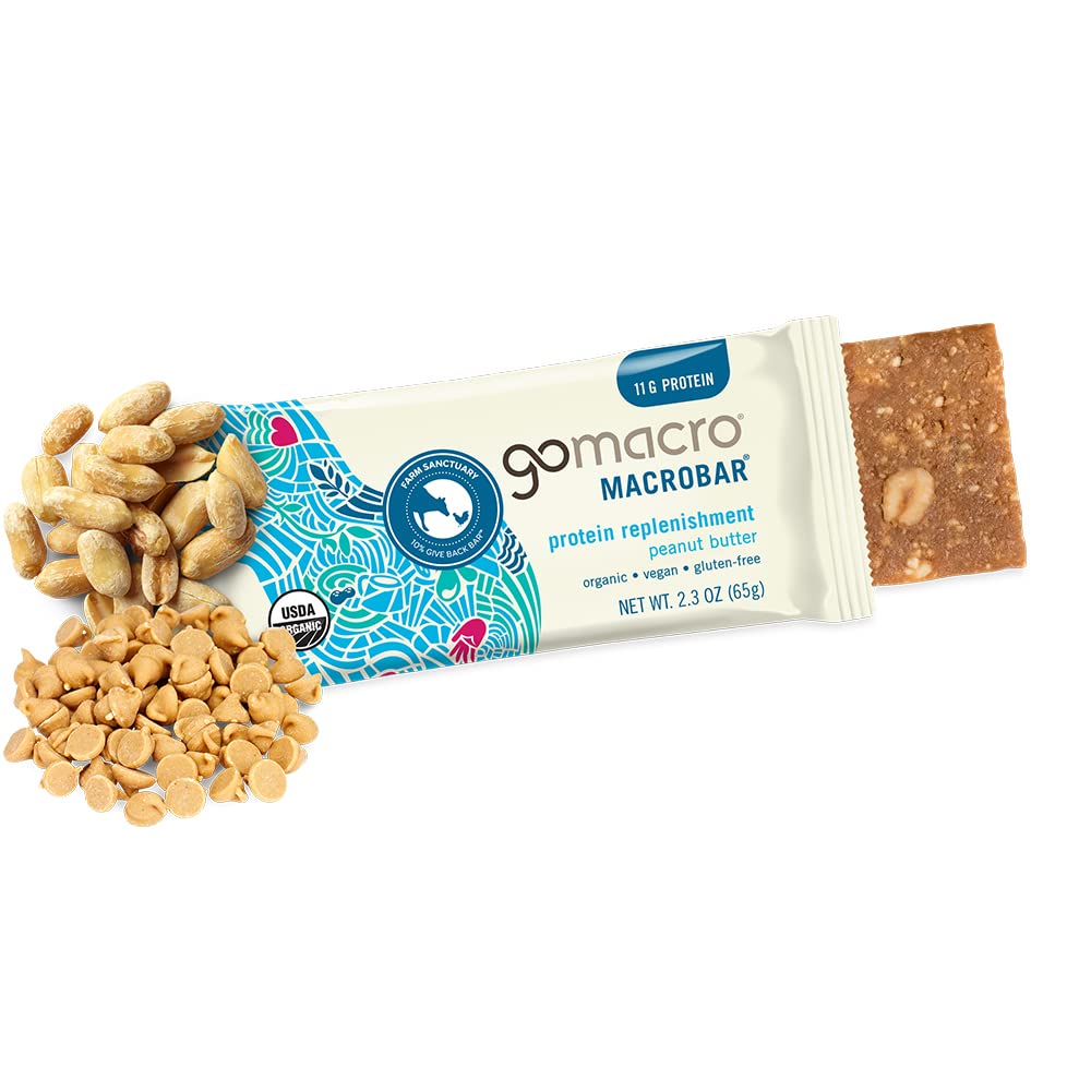 GoMacro MacroBar Organic Vegan Protein Bars, Peanut Butter Flavor, 2.3 oz Bars (12 Pack)