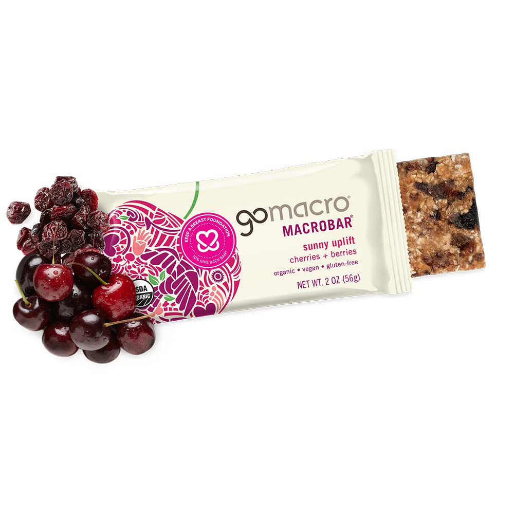 GoMacro Organic Vegan Snack Bars - Cherries and Berries Flavor - 2 Ounce Bars (Pack of 12)
