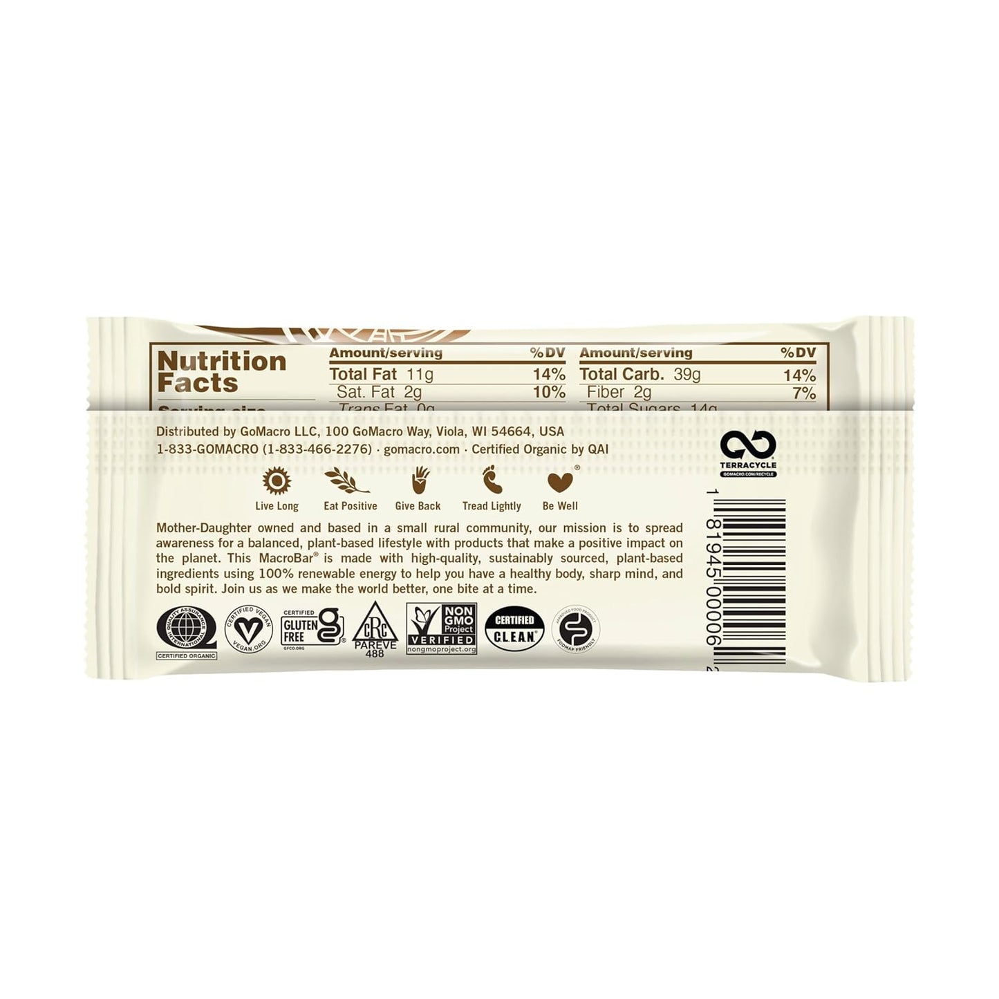 GoMacro Protein Pleasure Bar - Peanut Butter Chocolate Chip Flavor - 2.4 oz