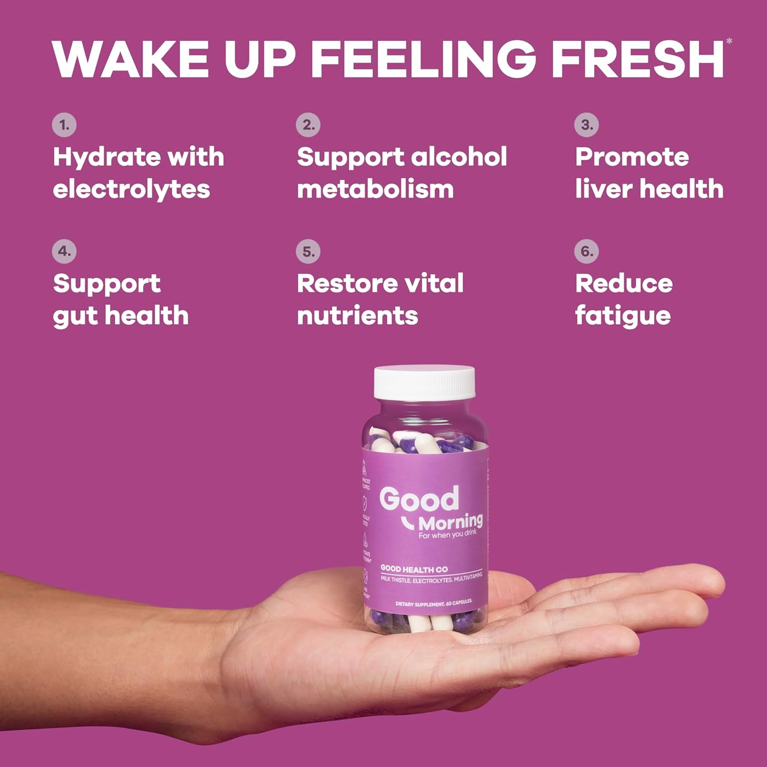Good Health Co Good Morning Hangover Pills - Clinical Relief and Liver Support with Electrolytes, Milk Thistle, and DHM for Morning Recovery - BoostGo Australia