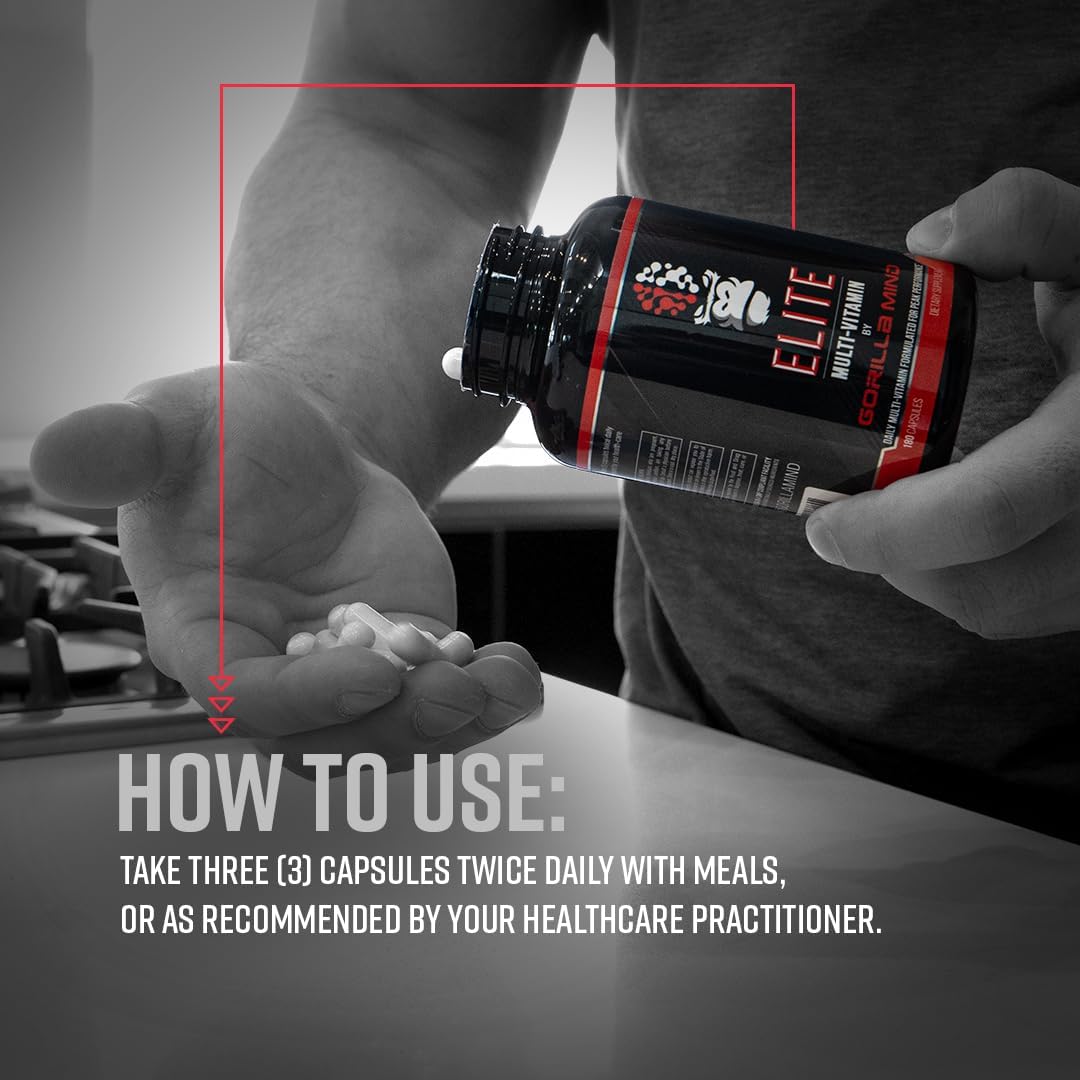 Gorilla Mind Elite Multi-Vitamin: 27 Nutrients for Peak Performance (180 Capsules)
