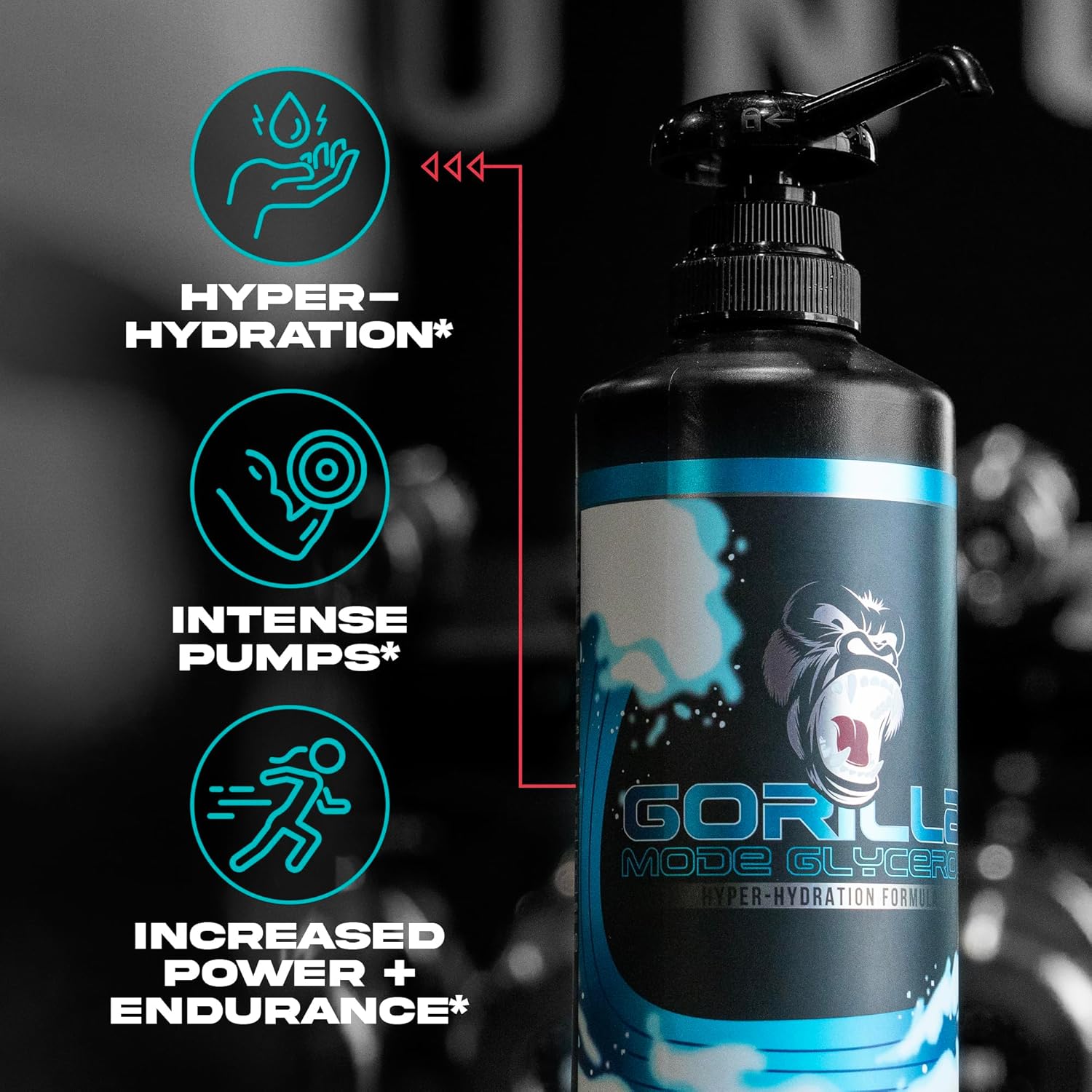 Gorilla Mind Gorilla Mode Liquid Glycerol Pre-Workout for Intense Pumps and Increased Endurance - Hydrating Formula / 33 FL OZ (Unflavored)