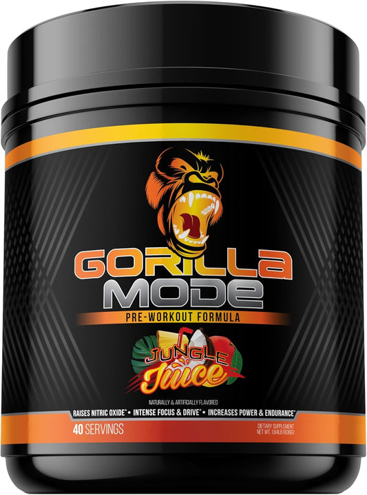 Gorilla Mind Pre Workout Supplement - Enhance Focus and Energy with L-Citrulline, Creatine, and Caffeine - 836g Jungle Juice Flavor