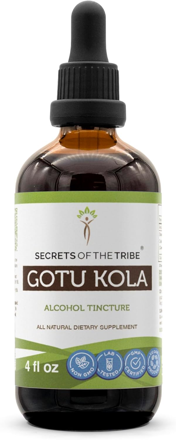 Gotu Kola Tincture Alcohol Extract - 4 FL OZ Liquid Herbal Supplement by Secrets of the Tribe