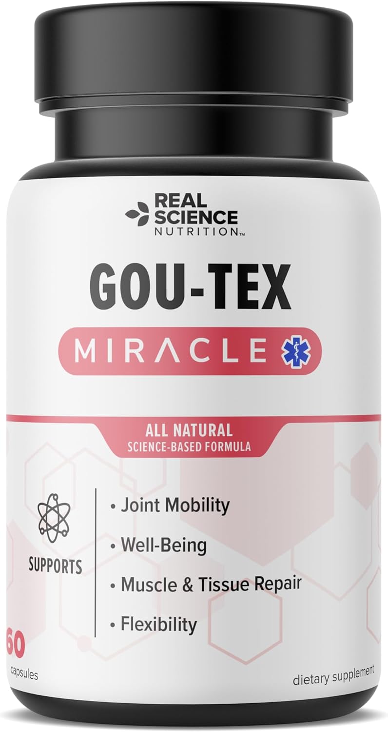Gou-Tex Miracle by Real Science Nutrition - Natural Relief for Gout Symptoms like Pain, Swelling, and Inflammation