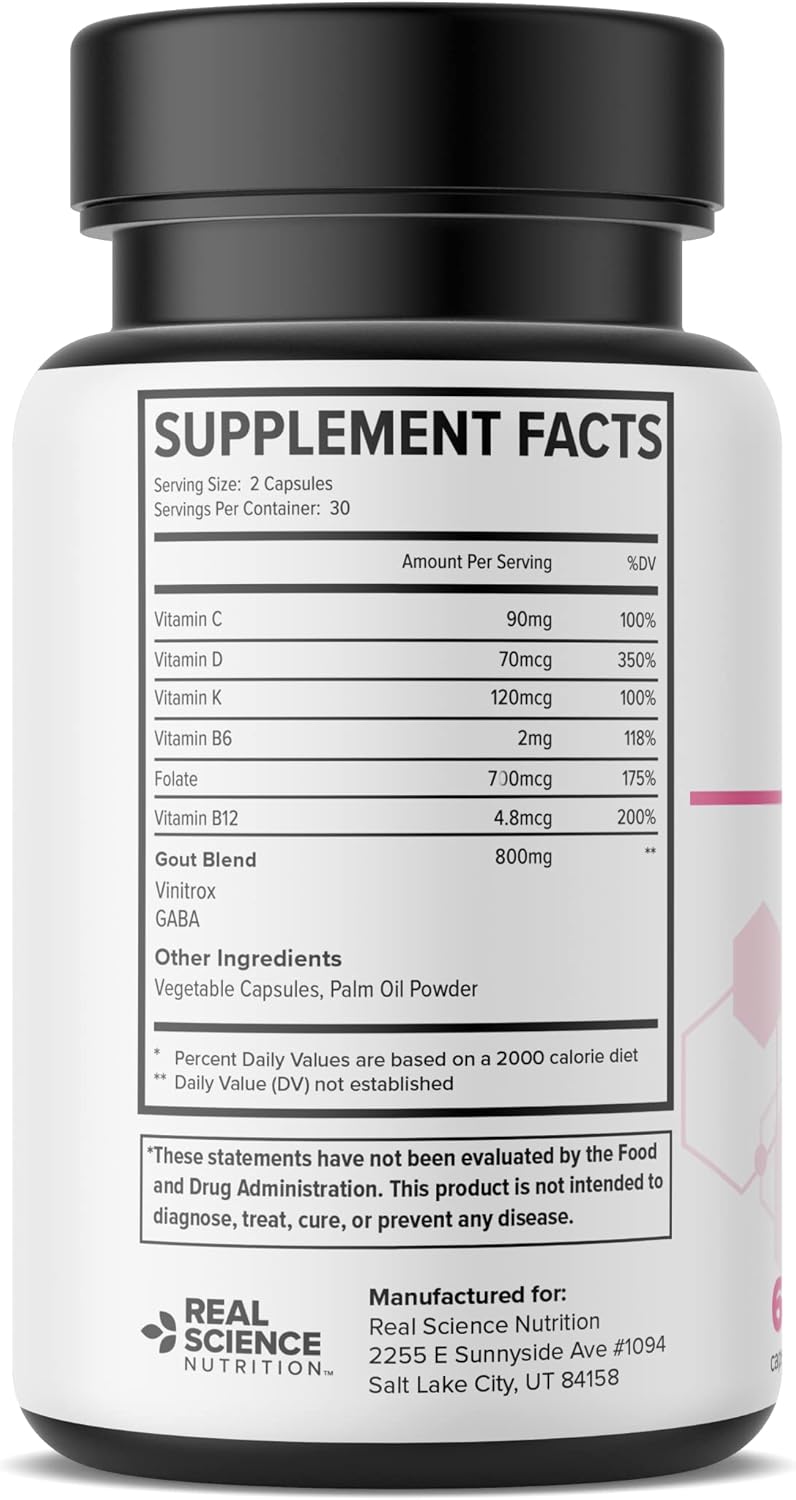 Gou-Tex Miracle by Real Science Nutrition - Natural Relief for Gout Symptoms like Pain, Swelling, and Inflammation