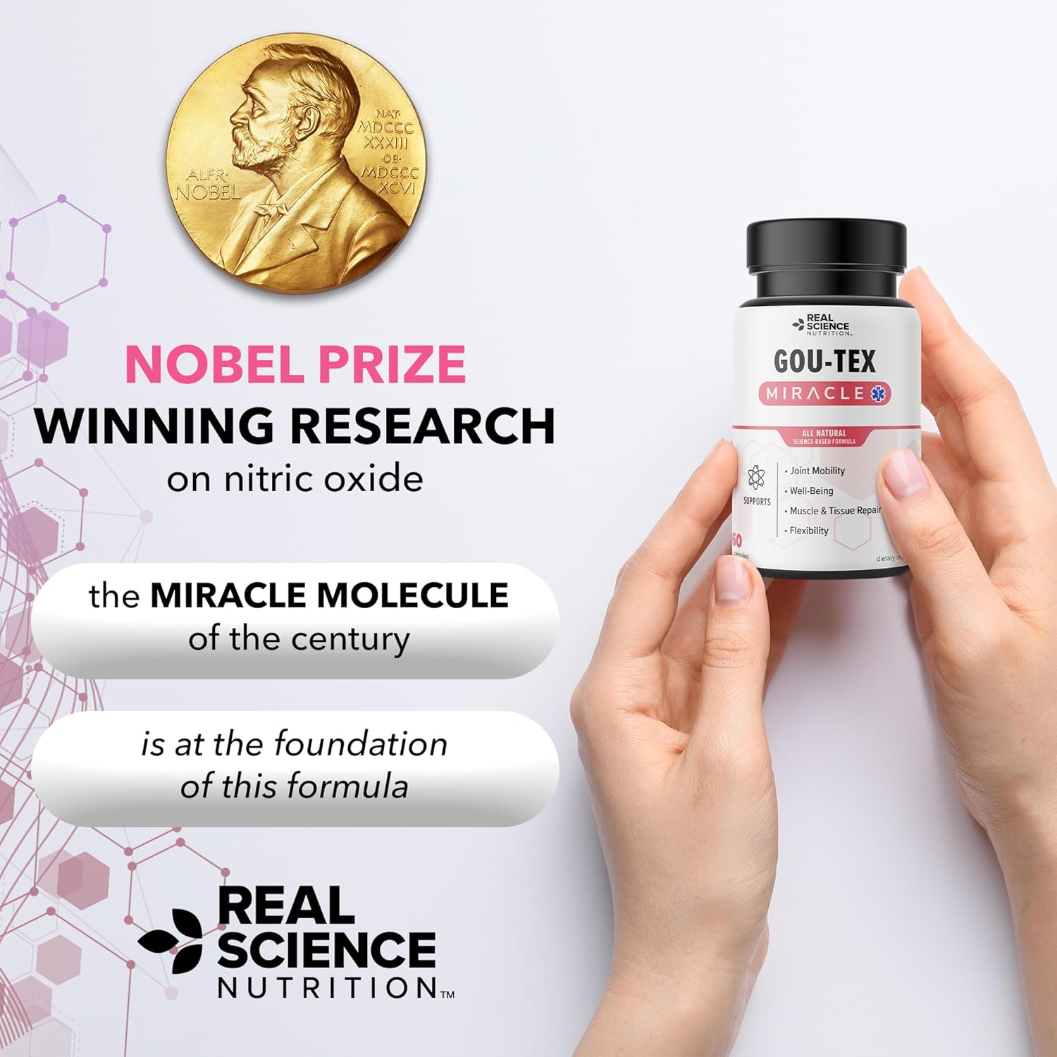 Gou-Tex Miracle by Real Science Nutrition - Natural Relief for Gout Symptoms like Pain, Swelling, and Inflammation