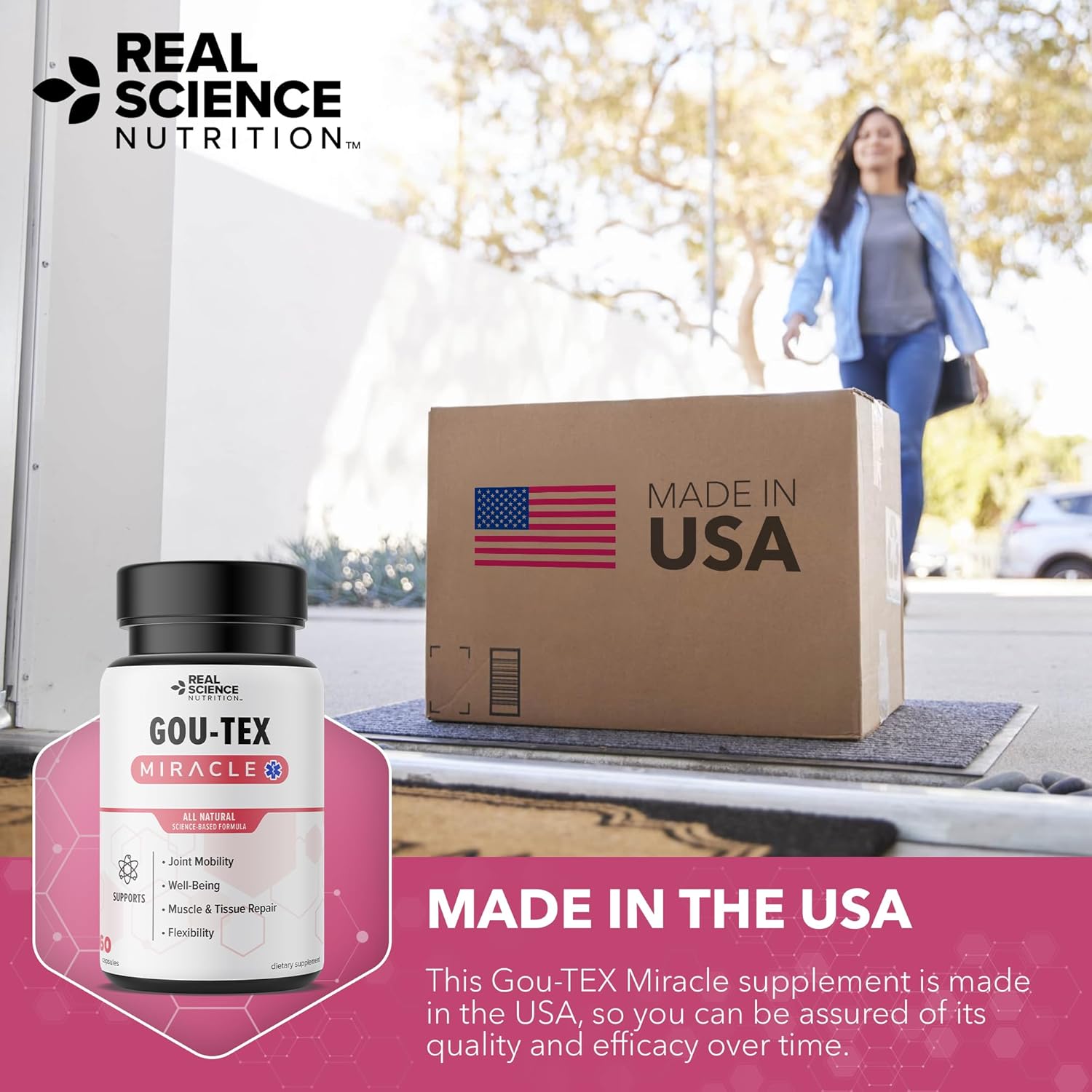 Gou-Tex Miracle by Real Science Nutrition - Natural Relief for Gout Symptoms like Pain, Swelling, and Inflammation