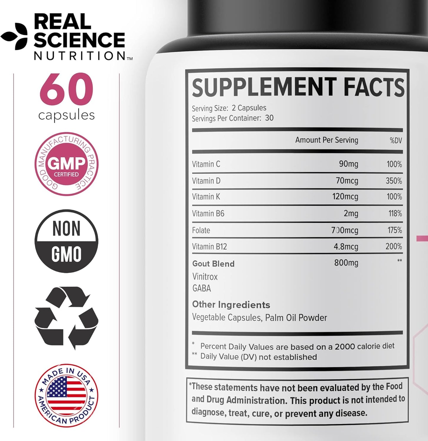 Gou-Tex Miracle by Real Science Nutrition - Natural Relief for Gout Symptoms like Pain, Swelling, and Inflammation