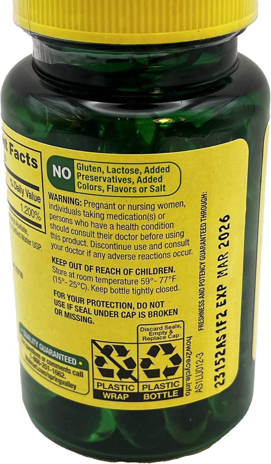 Grafton Way Spring Valley Vitamin E Dietary Supplement 180mg - 100 Count + Pill Organizer