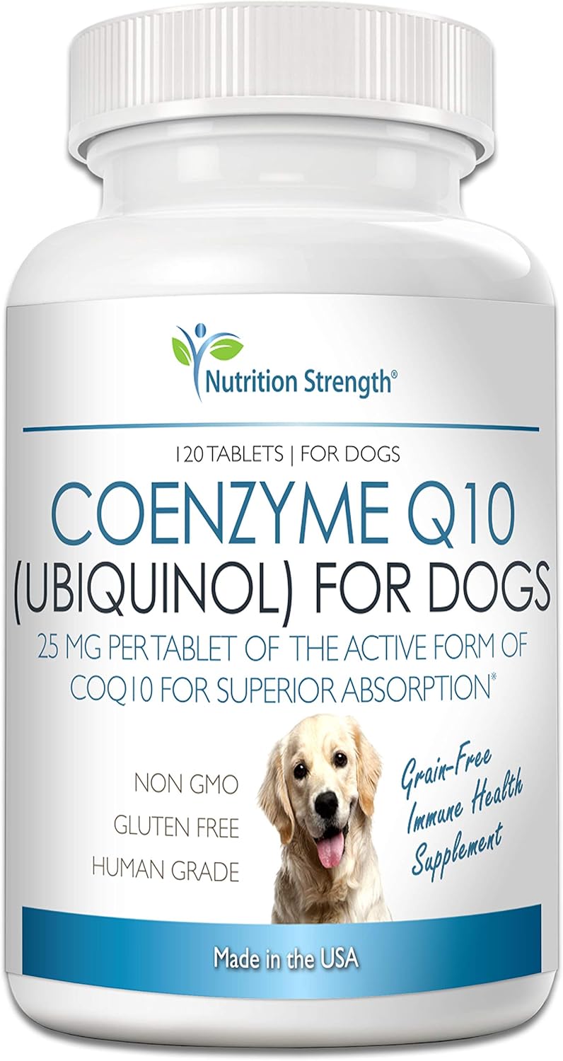 Grain-Free Coenzyme Q10 Ubiquinol Supplement for Dogs - Heart Health, Cognitive & Energy Support - 120 Chewable Tablets