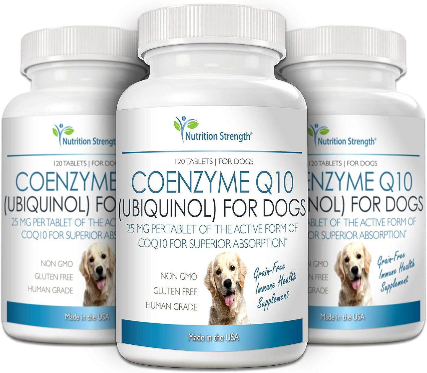 Grain-Free Coenzyme Q10 Ubiquinol Supplement for Dogs - Heart Health, Cognitive & Energy Support - 120 Chewable Tablets