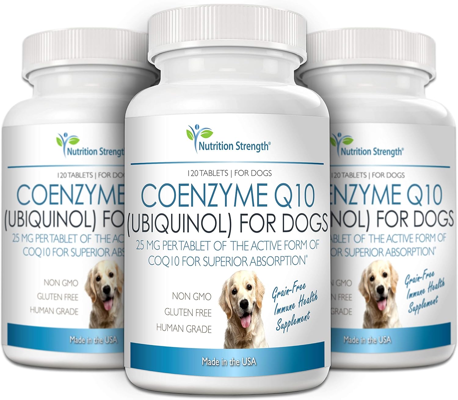 Grain-Free Coenzyme Q10 Ubiquinol Supplement for Dogs - Heart Health, Cognitive & Energy Support - 120 Chewable Tablets
