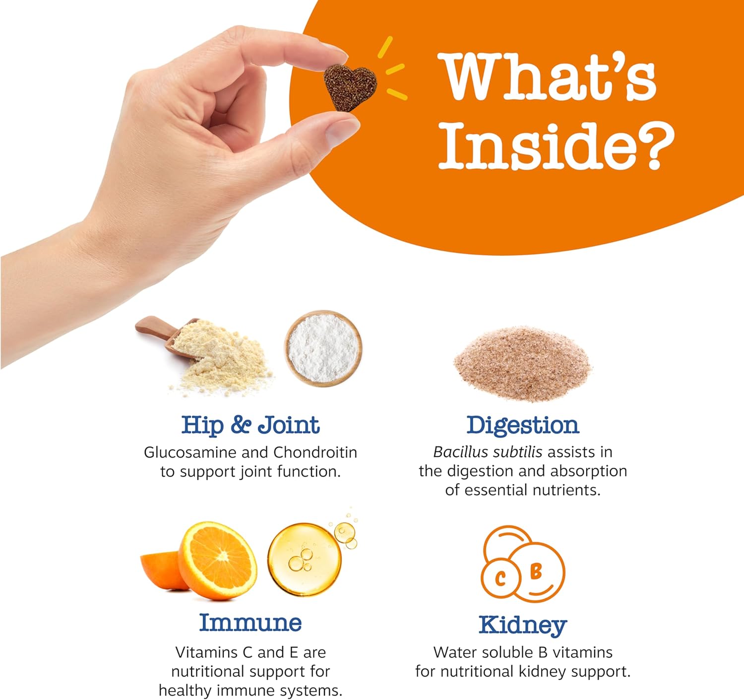 Grain-Free Dog Multivitamin Treats with Glucosamine Chondroitin, Digestive Enzymes, and Probiotics for Joint, Skin, Coat, and Immune Health - Chicken Flavor - 60ct