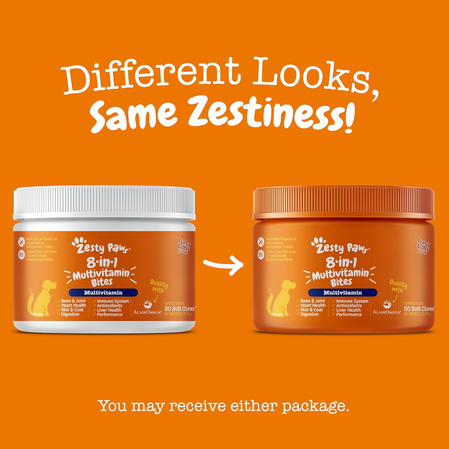 Grain Free Dog Multivitamin Treats with Glucosamine Chondroitin, Probiotics, and Enzymes for Joint, Skin, Coat, and Immune Health - 50 Count