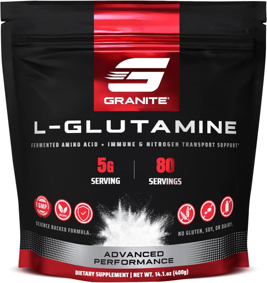 Granite L-Glutamine Powder: Muscle Recovery, Gut Health, Immune Support - 80 Servings