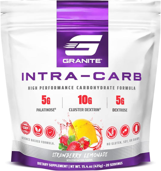 Granite Supplements Intra Carb Powder, Strawberry Lemonade Flavor, High-Performance Carbohydrate Blend for Energy and Training (20 Servings)