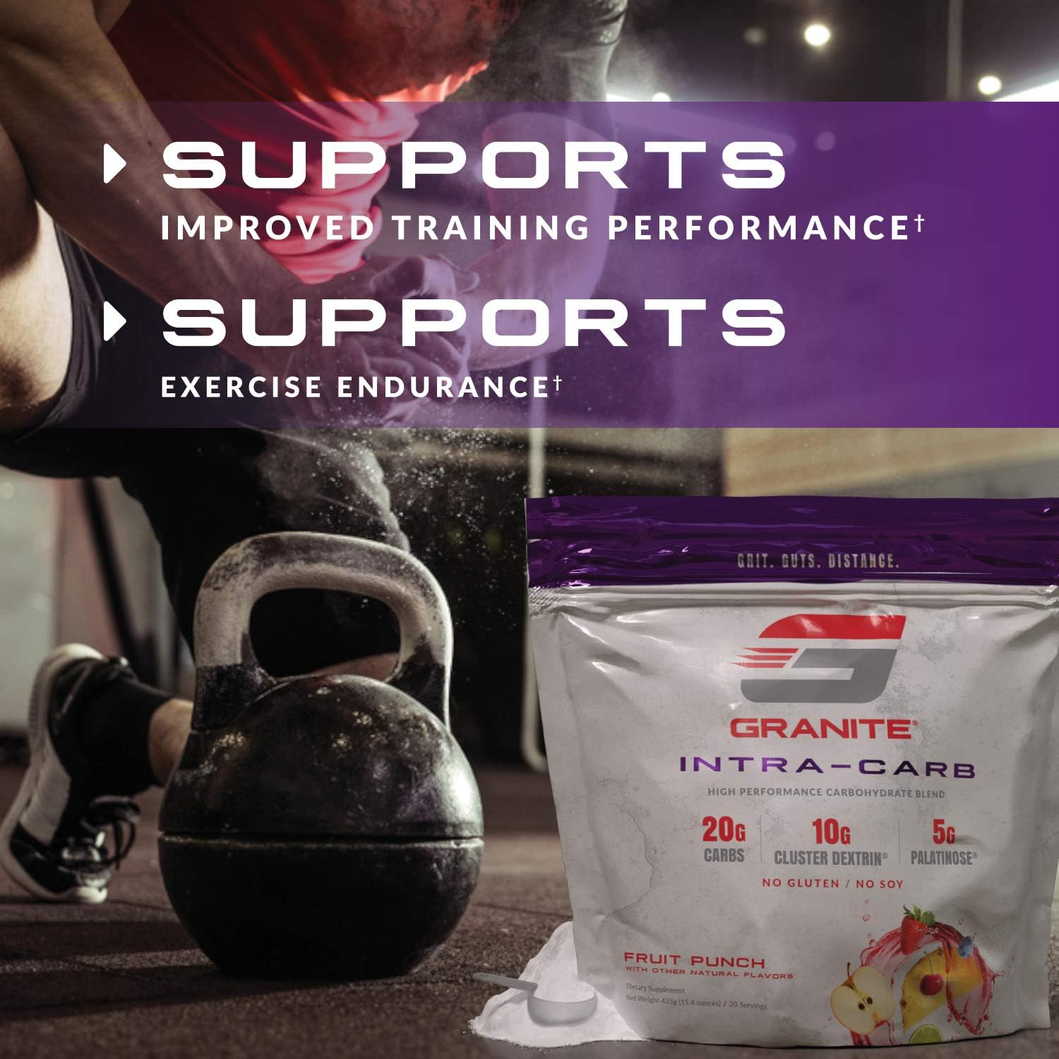Granite Supplements Intra Carb Powder, Strawberry Lemonade Flavor, High-Performance Carbohydrate Blend for Energy and Training (20 Servings)