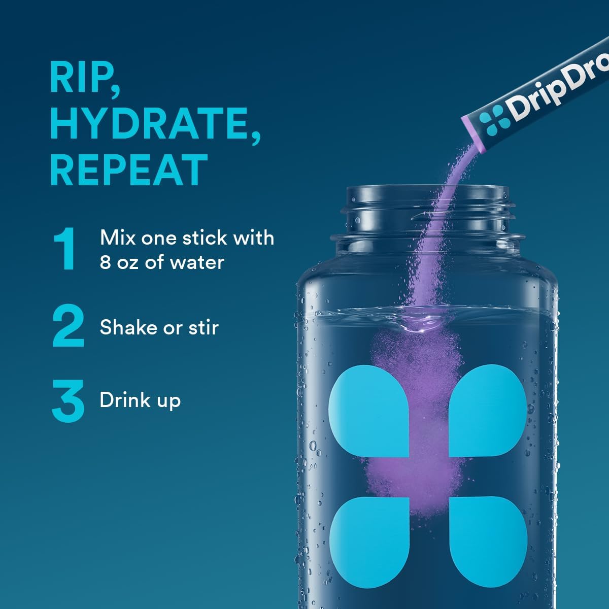 Grape DripDrop Hydration Electrolyte Drink Mix Single Serve Packets - 32 Sticks | Non-GMO, Gluten Free, Vegan