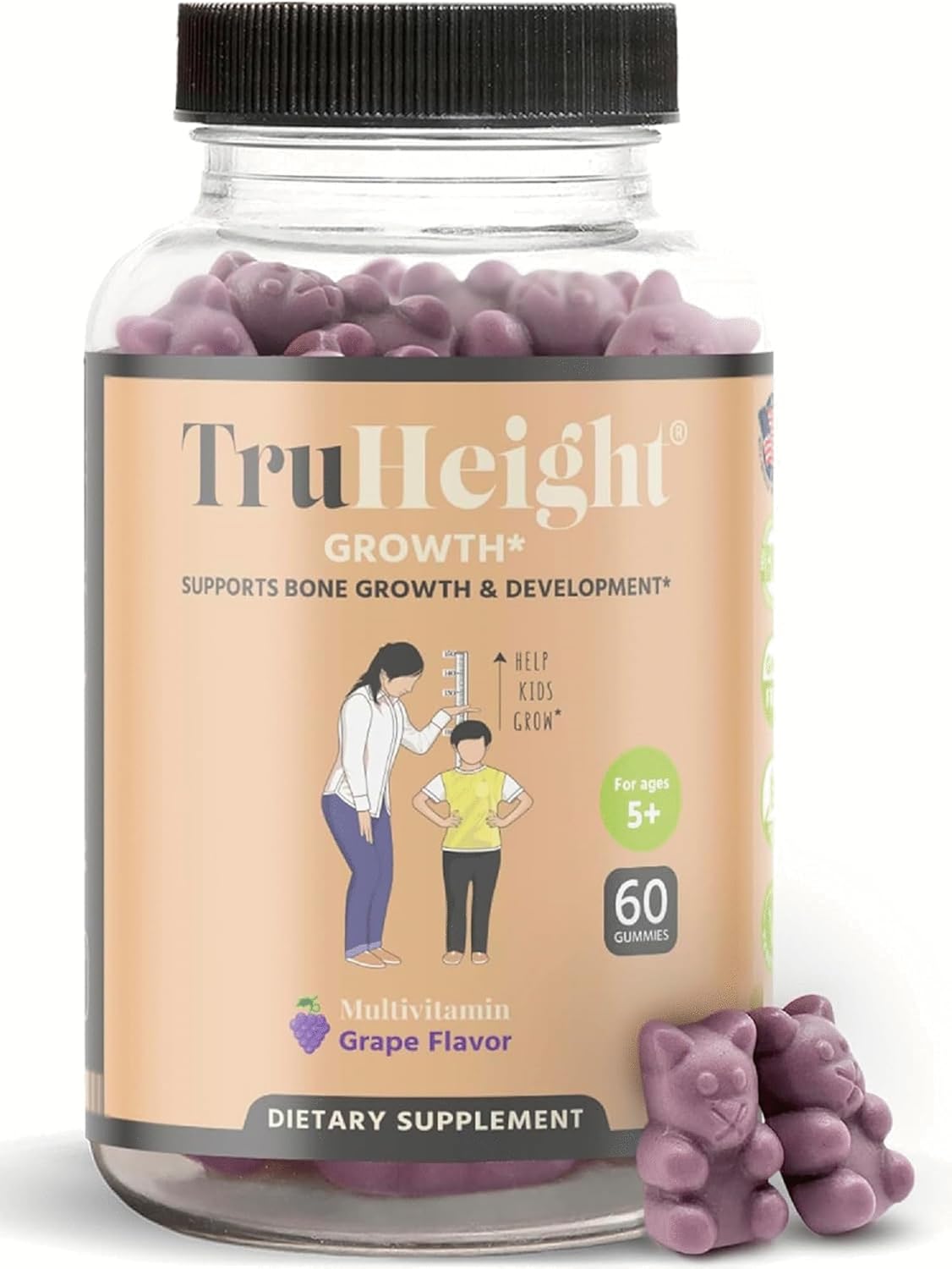 Grape Flavored ProHeight TruHeight Gummies for Kids & Teens - Pediatric Recommended Natural Height Growth Supplement with Ashwaganda & Calcium - Maximize Height Increase, Bone Strength, Grow Taller, Ages 5+