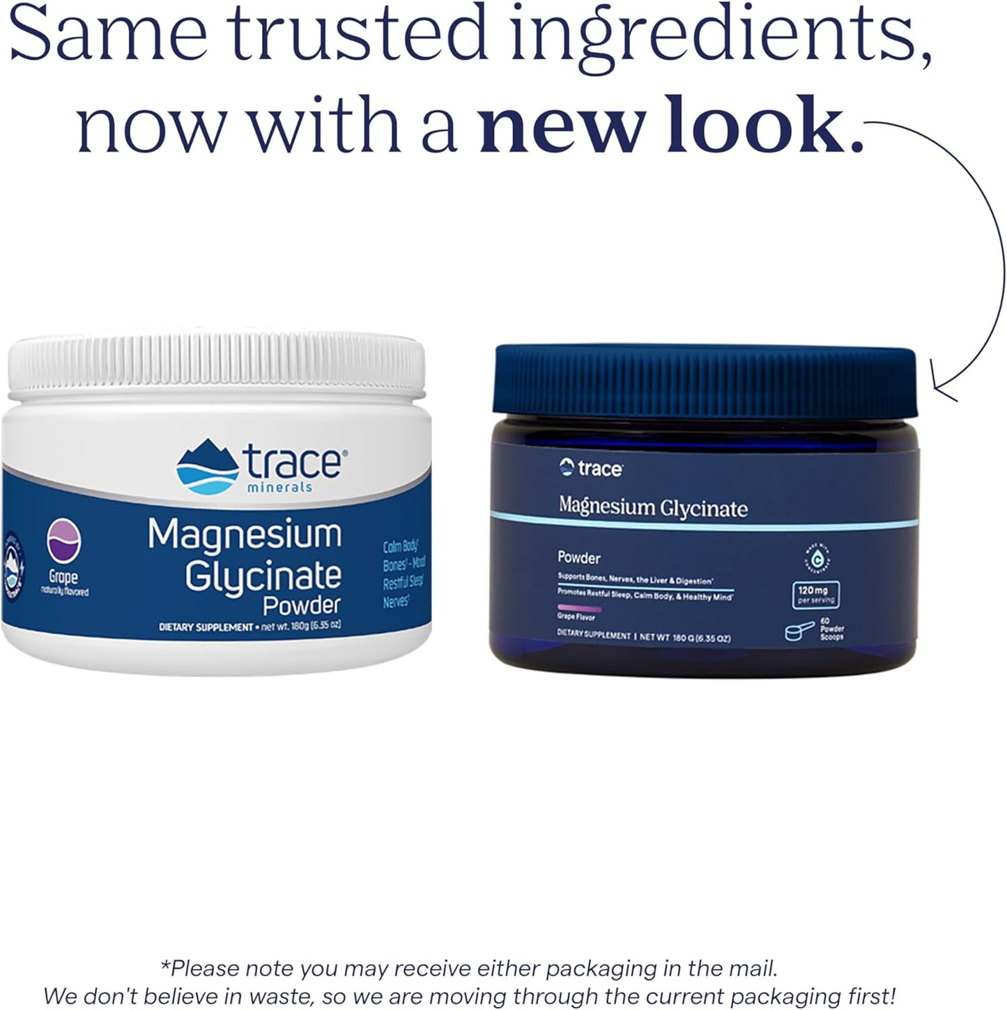 Grape Flavored Trace Minerals Magnesium Glycinate Drink Mix - Supports Digestion, Muscles, Immune System & Sleep - 120mg, 180g (60 Servings)