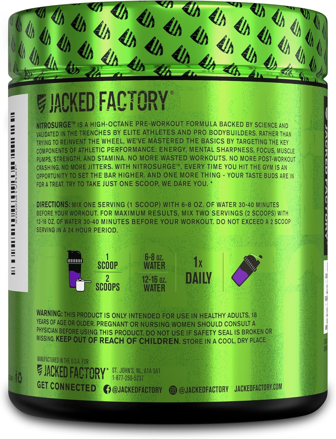 Grape Nitrosurge Pre-Workout & Fruit Punch BCAA Combo for Muscle Building and Recovery by Jacked Factory