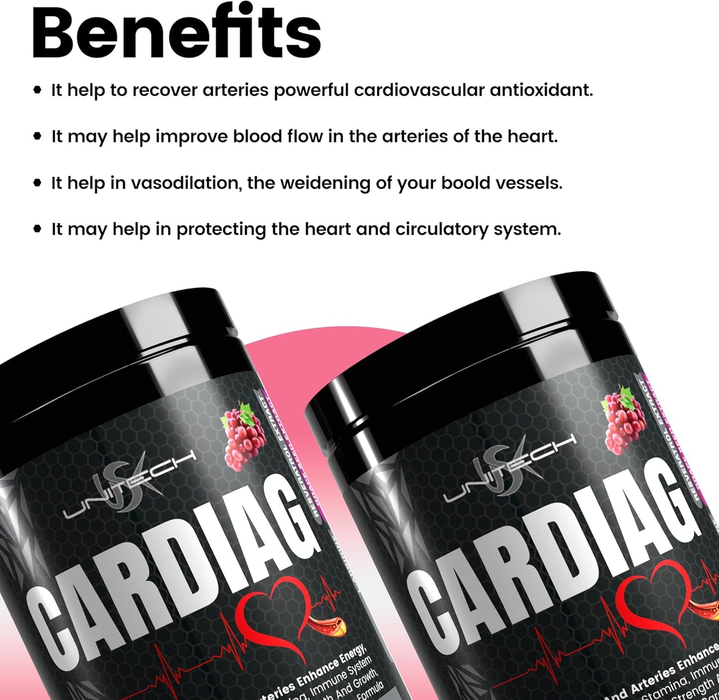 Grape Powder Supplement with L-Arginine, L-Citrulline, Grape Seed Extract, Resveratrol, and Coenzyme Q10 - 16 oz, Grape Flavor