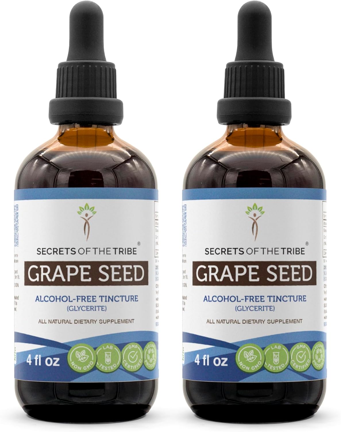 Grape Seed Alcohol-Free Liquid Extract, Secrets of the Tribe, 2x4 FL OZ Bottle