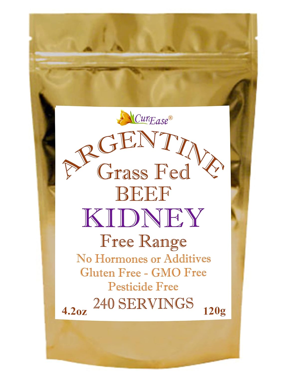 Grass Fed Argentine Beef Kidney Powder - 4.2 oz, 240 Servings - CurEase