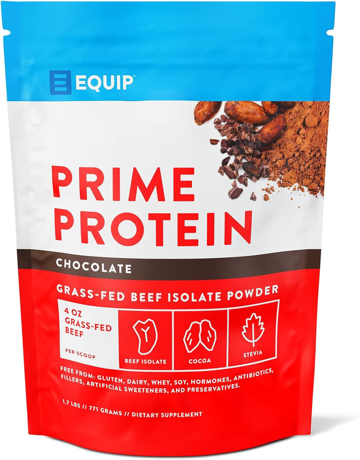 Grass-Fed Beef Isolate Chocolate Protein Powder with Colostrum - Gluten Free & Keto Friendly Supplement - Prime Protein & Core Colostrum Powder - Chocolate & Unflavored Options