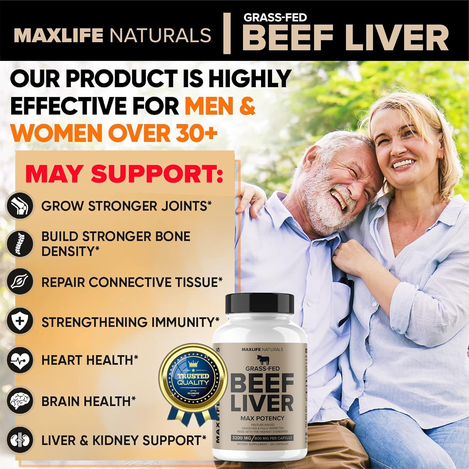 Grass Fed Beef Liver Supplement - High in Iron, Vitamin A & B12 for Energy - Pasture-Raised in New Zealand - Non-GMO, Hormone-Free Liver Tablets