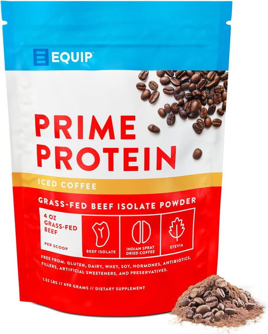 Grass-Fed Beef Protein Isolate Powder - Clean Carnivore Protein for Paleo & Keto Diets - Iced Coffee Flavor - 30 Servings