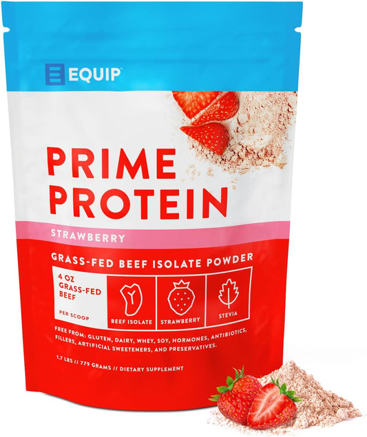 Grass-Fed Beef Protein Isolate Powder - Paleo & Keto Friendly - Supports Tissue Repair & Building - Strawberry Flavor - 30 Servings