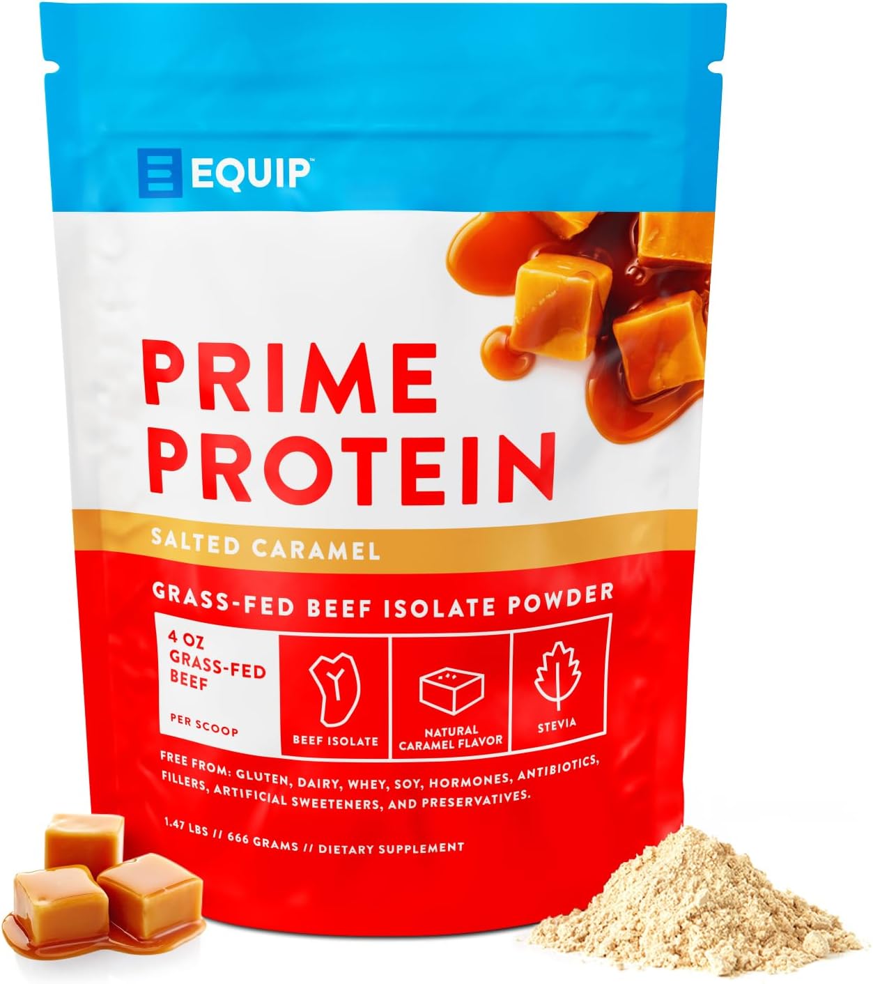 Grass Fed Beef Protein Isolate Powder - Paleo & Keto Friendly, Salted Caramel Flavor, 30 Servings