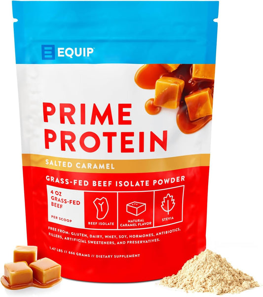 Grass Fed Beef Protein Isolate Powder - Paleo & Keto Friendly, Salted Caramel Flavor, 30 Servings