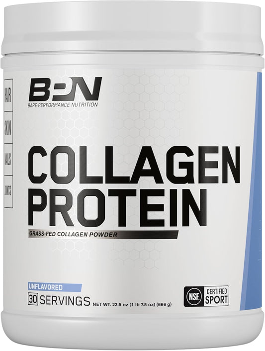Grass-Fed Bovine Collagen Peptides by BARE PERFORMANCE NUTRITION - Unflavored Pure Protein Supplement