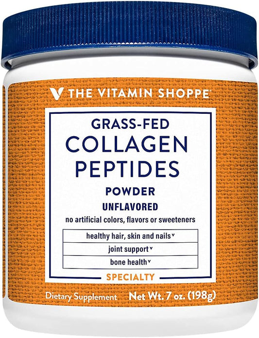 Grass Fed Bovine Collagen Peptides Powder for Healthy Hair, Skin, and Joints - Unflavored Gluten Free Natural Peptide - 7 Ounces Powder by The Vitamin Shoppe
