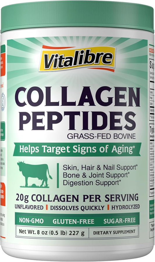 Grass-Fed Bovine Collagen Peptides Powder for Skin, Hair, Nails, Bones & Joints - Unflavored Hydrolyzed Protein for Women & Men - Non-GMO, Keto & GF - 11 Servings, 8oz - BoostGo Australia