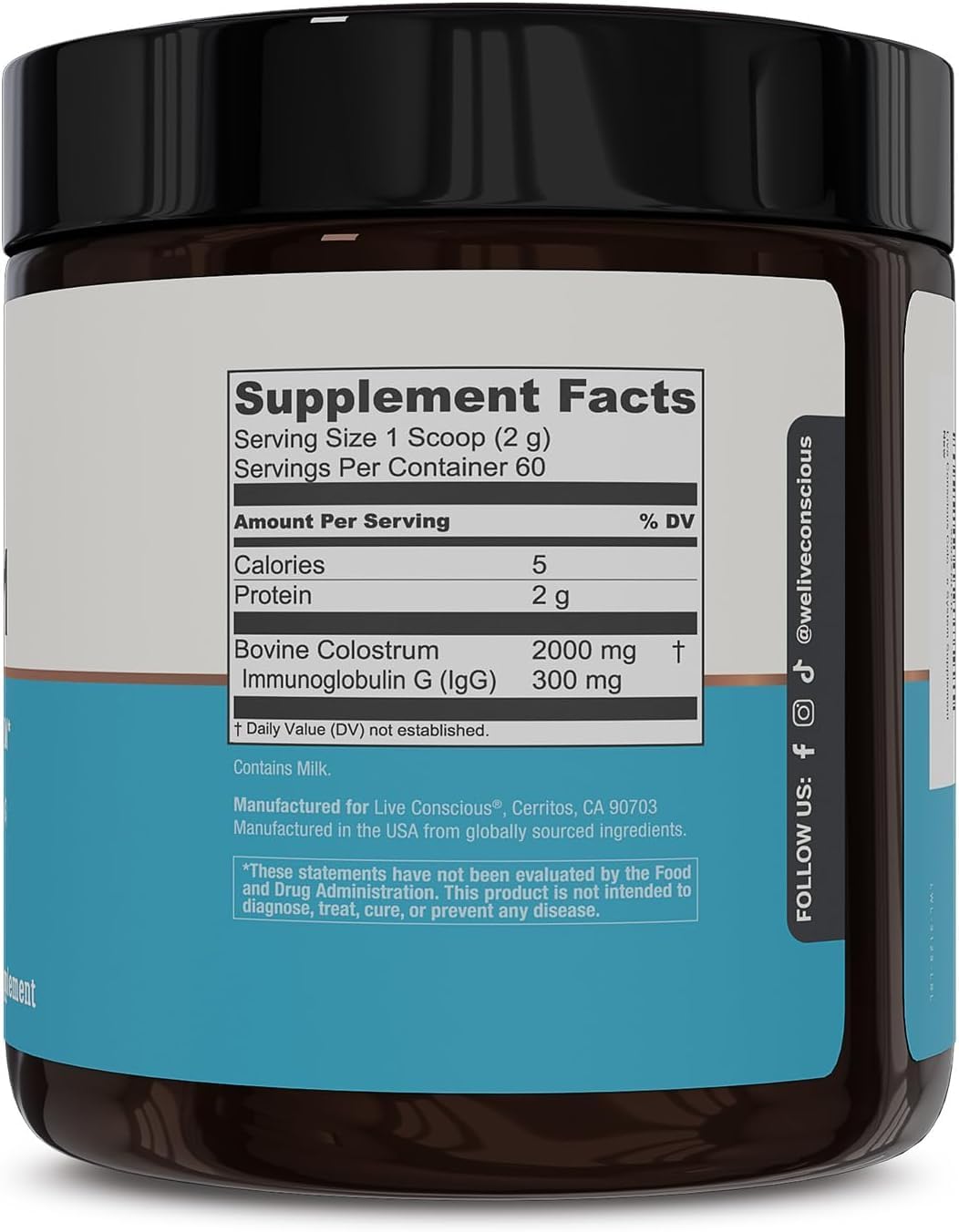 Grass Fed Bovine Colostrum Powder with Lactoferrin - Immune System Support Supplement for Iron Absorption - 2-Pack