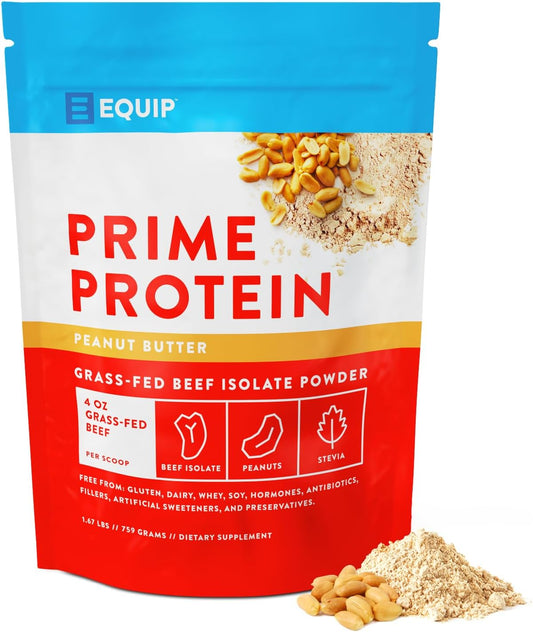 Grass Fed Carnivore Protein Powder - Paleo and Keto Friendly with Peanut Butter Flavor - 30 Servings