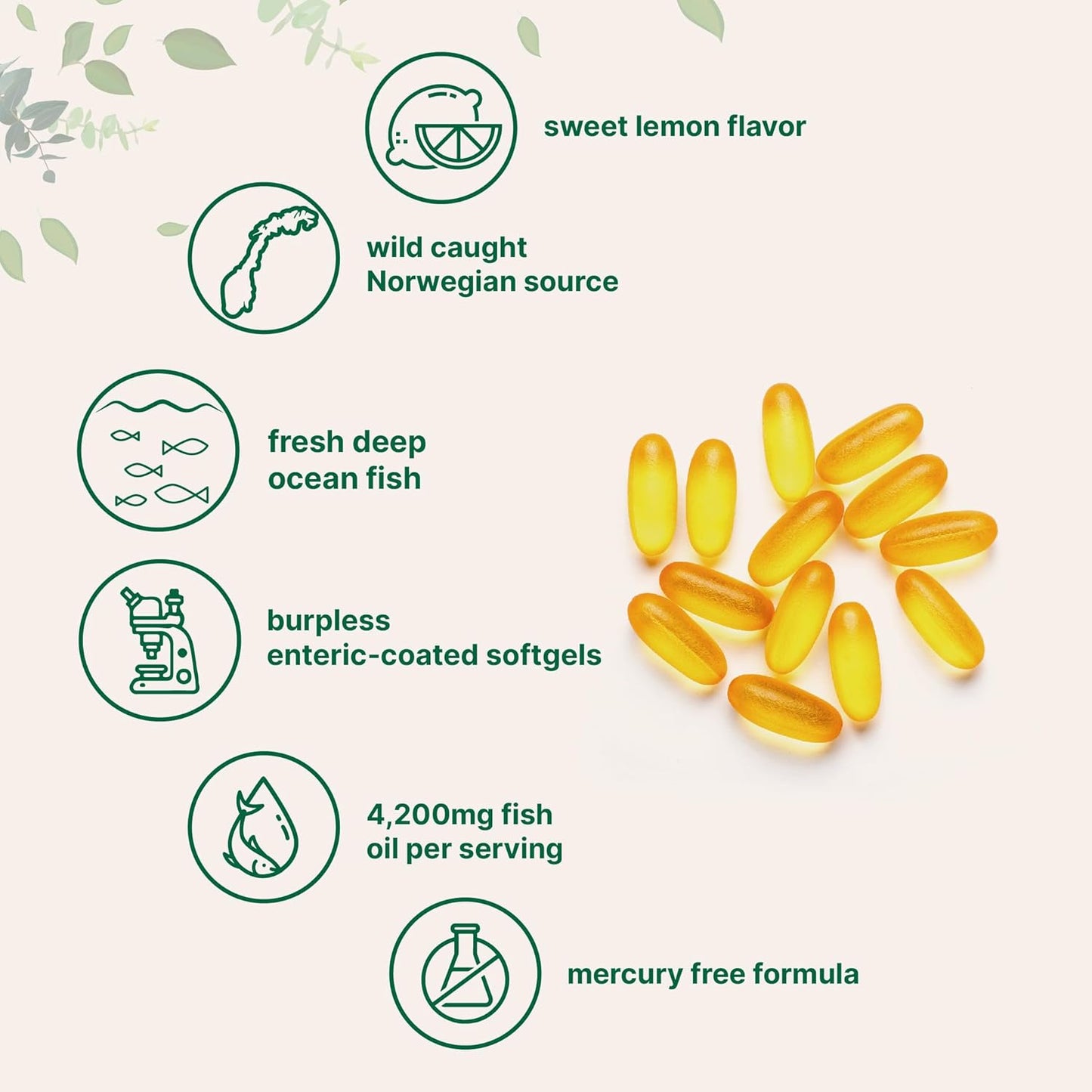 Grass-Fed Collagen Peptides & Omega-3 Fish Oil Bundle | 16oz Collagen Protein Powder & 4,200mg Fish Oil Softgels | Wild-Caught, Lemon Flavored, Burpless Formula | 2 Pack