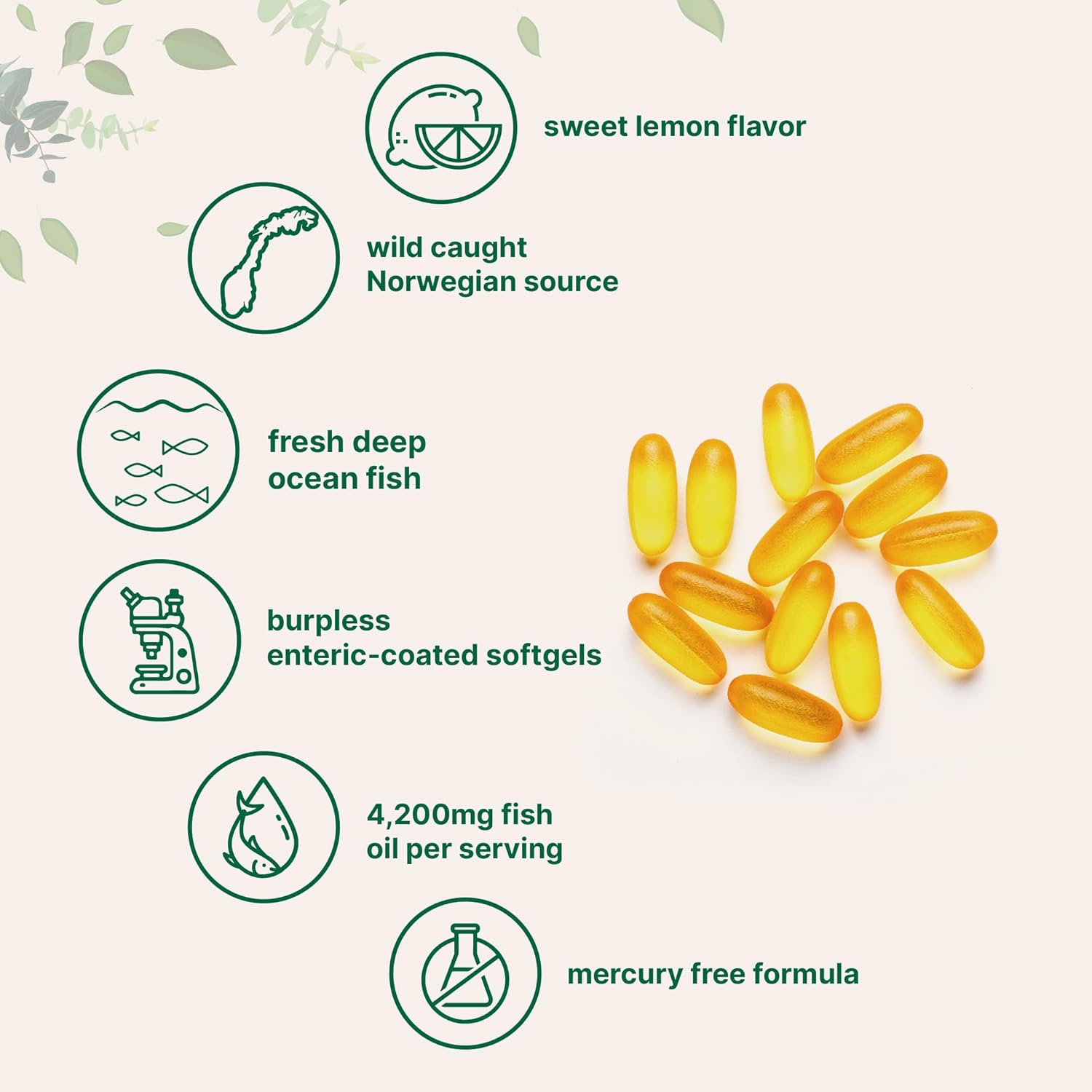 Grass-Fed Collagen Peptides & Omega-3 Fish Oil Bundle | 16oz Collagen Protein Powder & 4,200mg Fish Oil Softgels | Wild-Caught, Lemon Flavored, Burpless Formula | 2 Pack